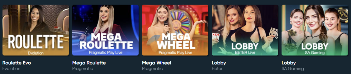 Betplay Live-Casino mit Roulette, Mega Wheel und Lobby